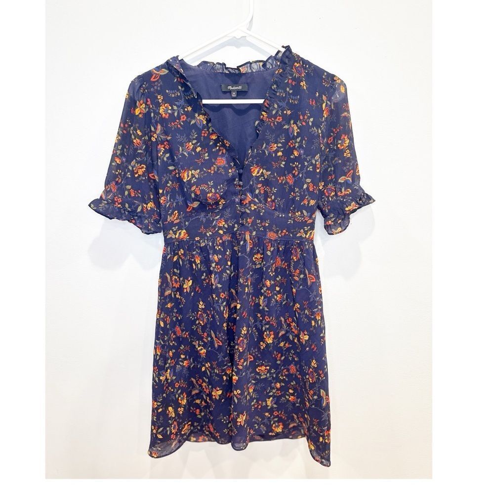 Madewell amaranth wrap mini dress moonless floral - Picture 3 of 5
